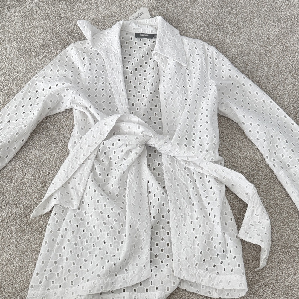 Neiman Marcus White Eyelet Blouse